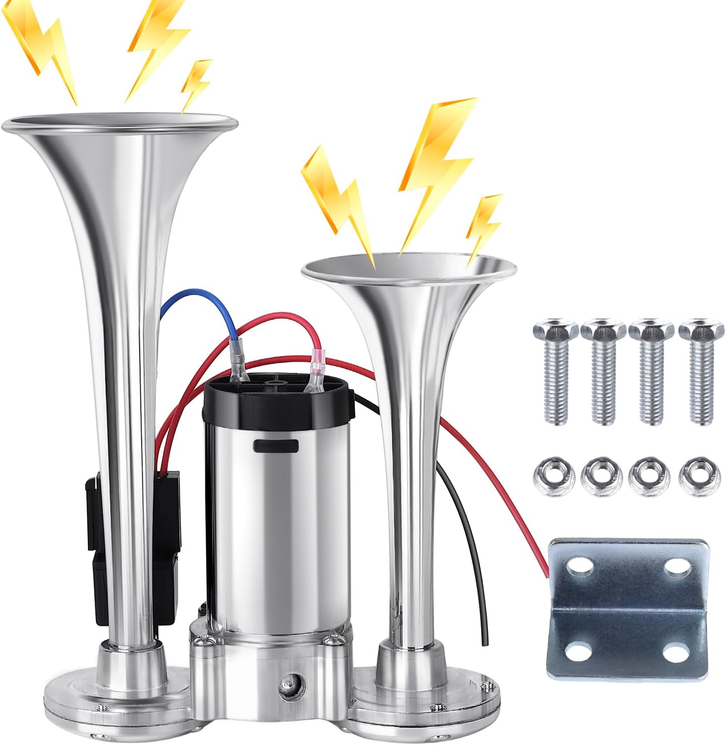 150dB Ultra-Loud Dual Trumpet 12V Air Horn Kit for Trucks & Cars