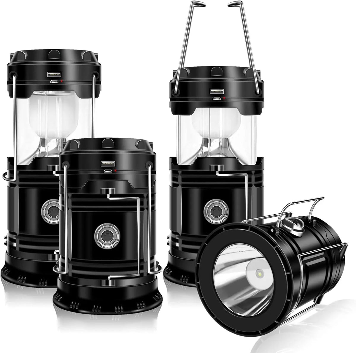 Solar Rechargeable Collapsible LED Camping Lantern & Emergency Flashlight