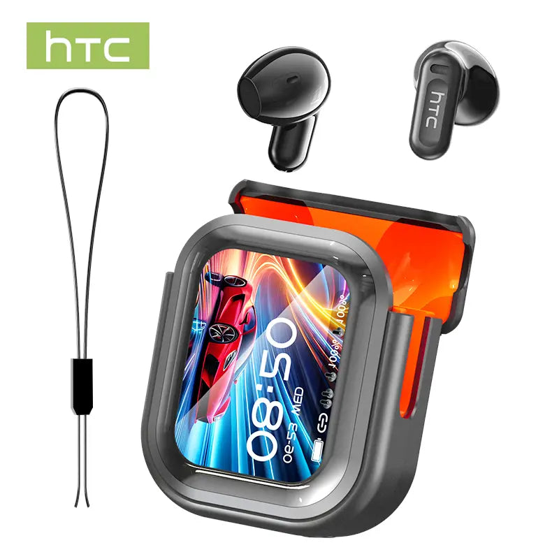 Smart Touchscreen Wireless Earbuds with -50dB Active Noise Cancellation