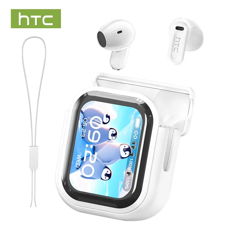 Smart Touchscreen Wireless Earbuds with -50dB Active Noise Cancellation