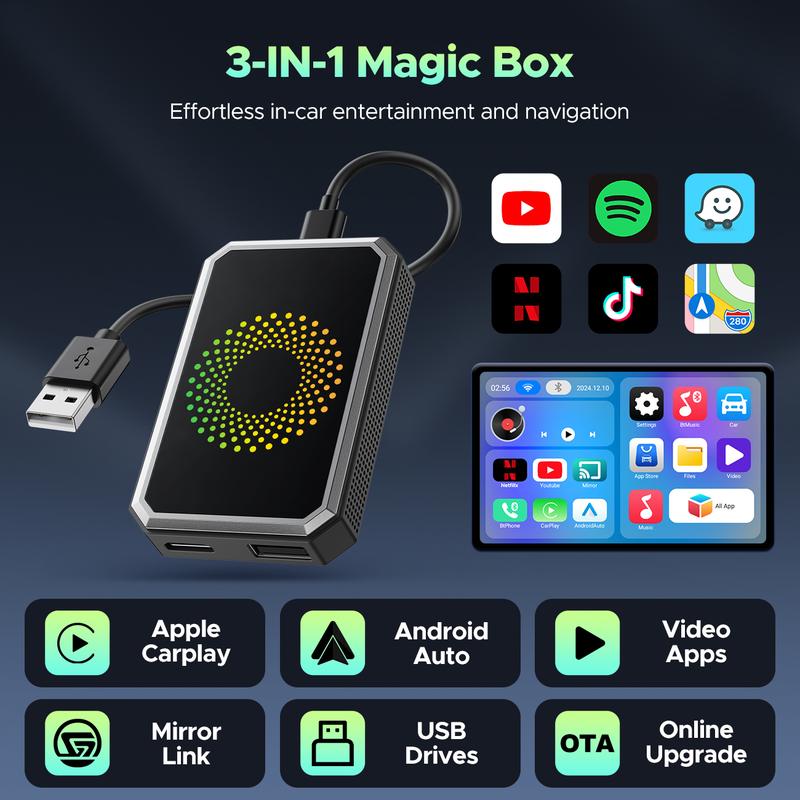 Wired to Wireless CarPlay Adapter Streaming Box
