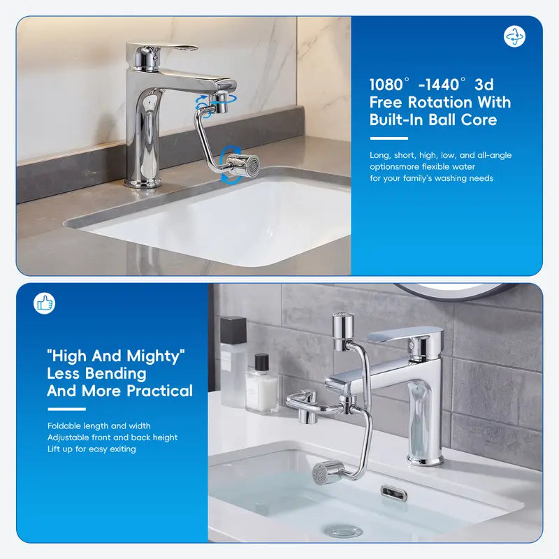 1440° Universal Swivel Faucet Extender – Dual Spray Mode
