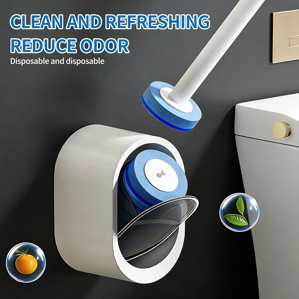 【Limited Time Buy 3 Get 1 Free】 Disposable Toilet Brush with Wall Mount Holder for Easy Bathroom Cleaning