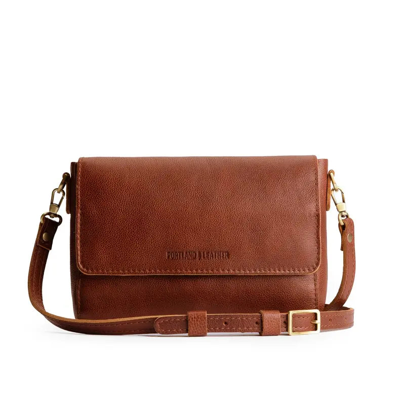 Convertible Leather Metro Crossbody Bag & Flap Clutch