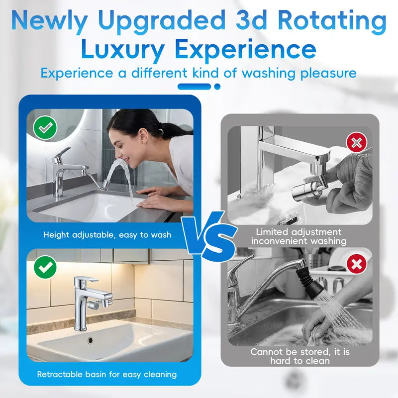 1440° Universal Swivel Faucet Extender – Dual Spray Mode