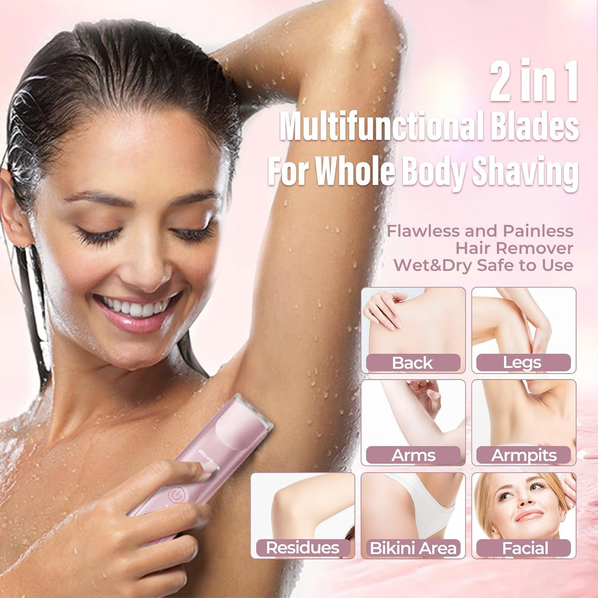 Women’s Waterproof Bikini Trimmer for Smooth, Easy & Comfortable Body Grooming