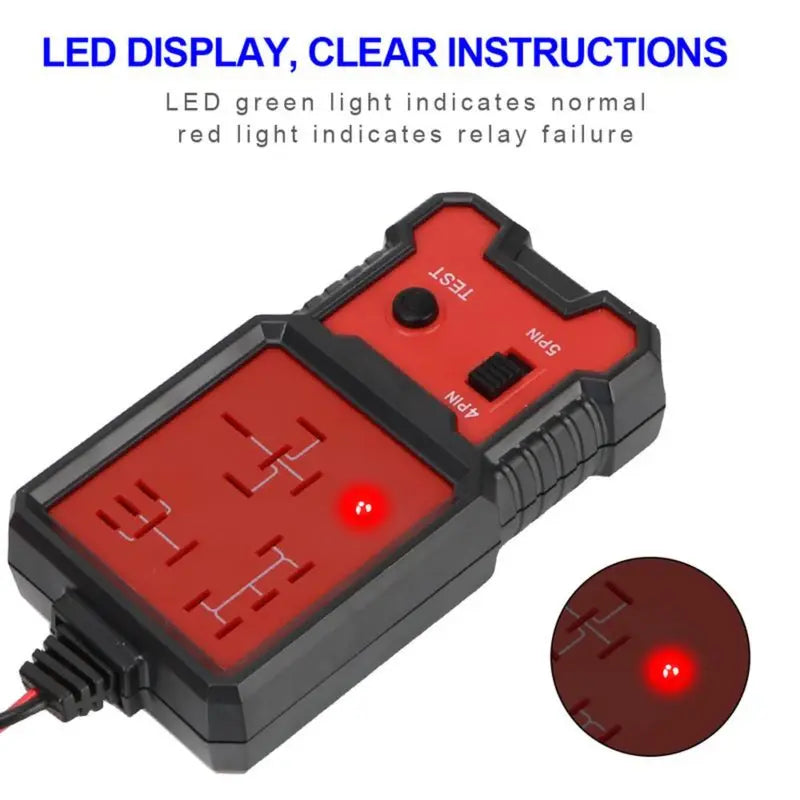 12V/24V Professional Automotive Relay Tester – Instant 4-Pin & 5-Pin Diagnostic Tool