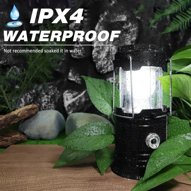 Solar Rechargeable Collapsible LED Camping Lantern & Emergency Flashlight