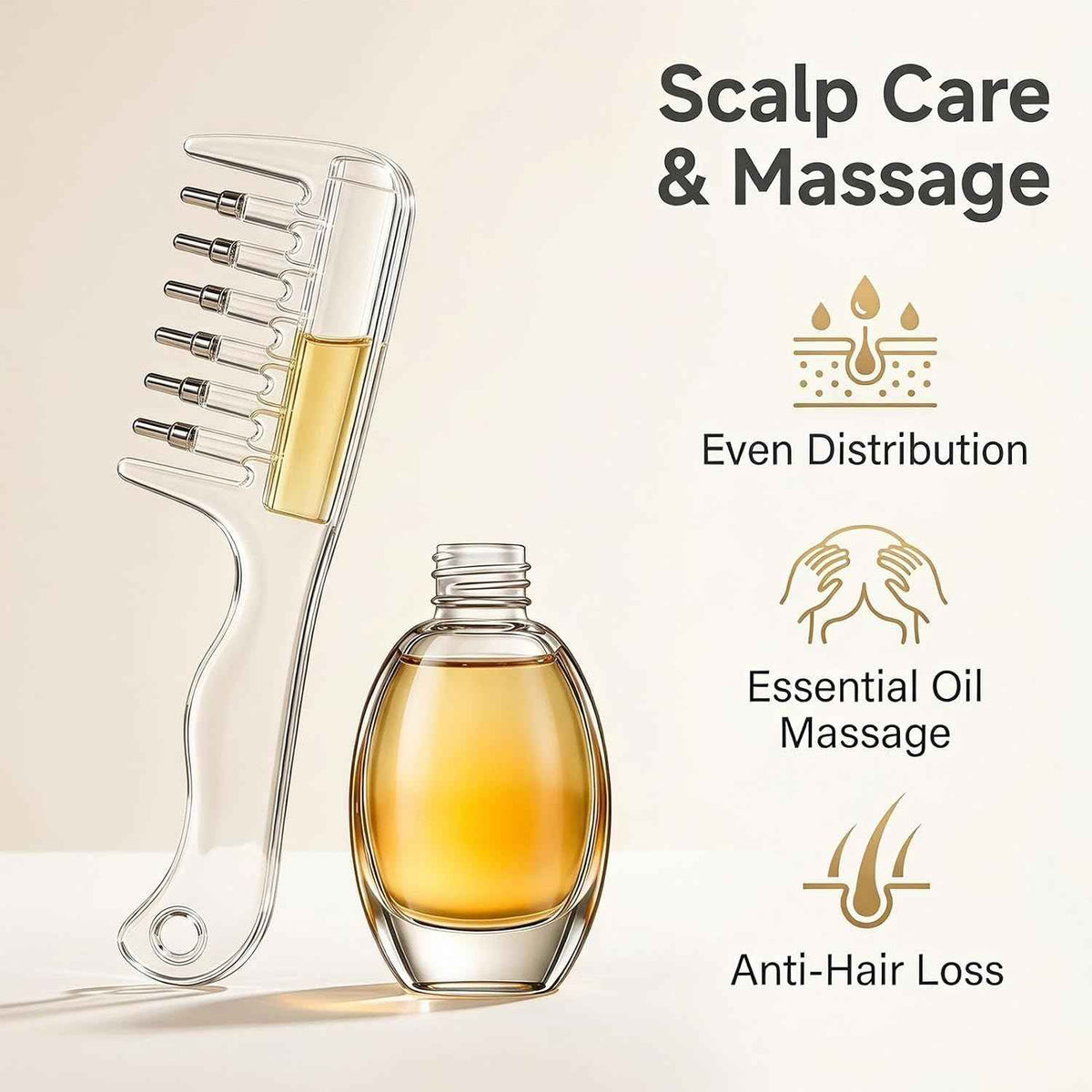 Precision Scalp Oil Applicator Brush for Direct Root Nourishment & Hair Care