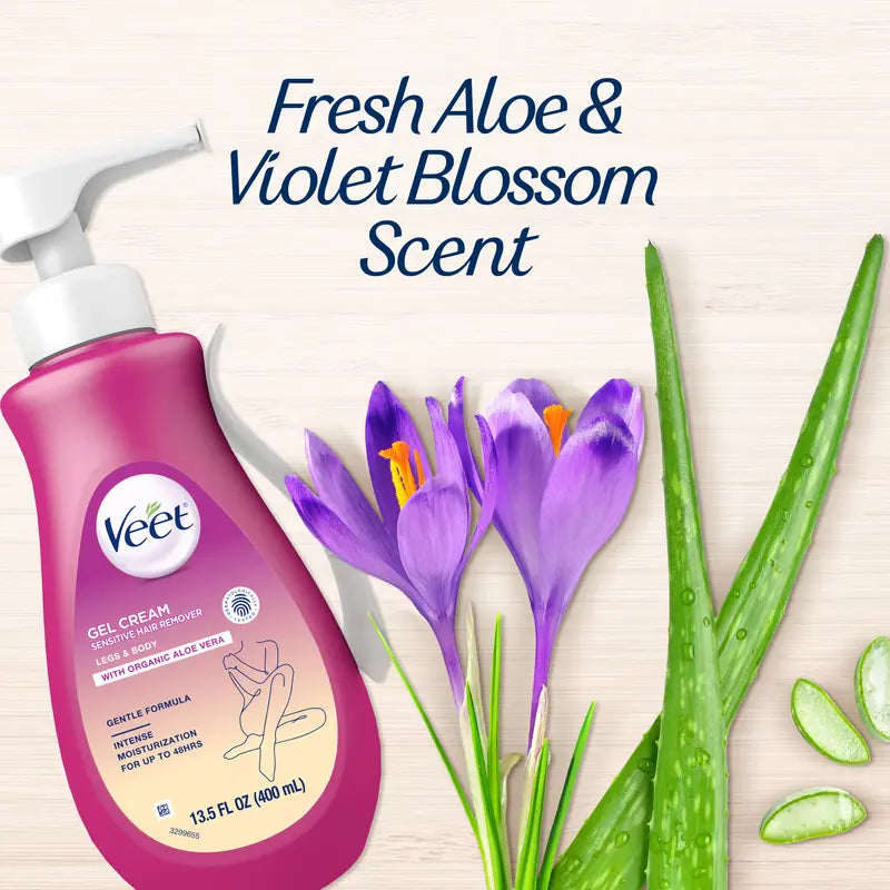 Sensitive Hair Removal Gel Cream with Organic Aloe Vera