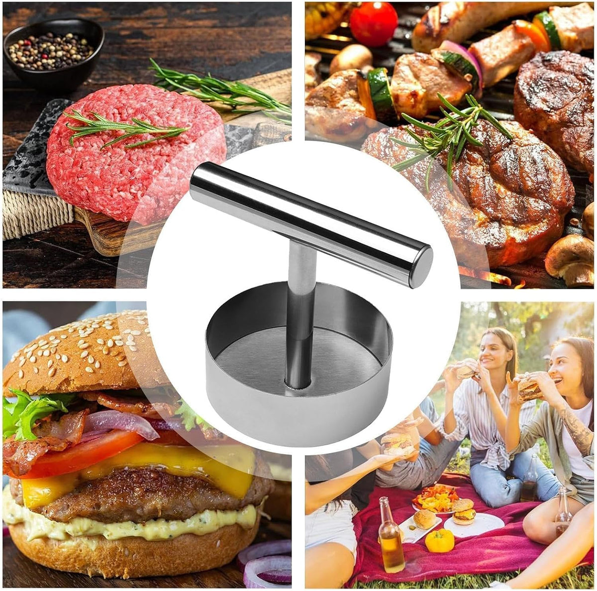 Effortless Stainless Steel Burger Press for Perfect Patty Making