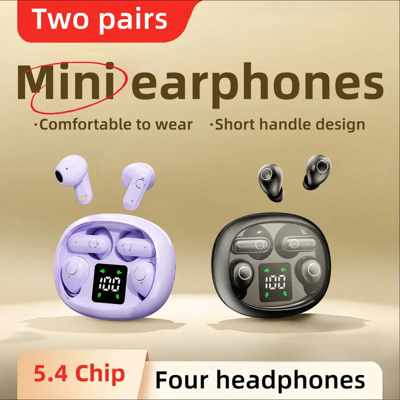 Ultra-Mini Invisible Wireless Earbuds - 2 Pairs in 1 Charging Case