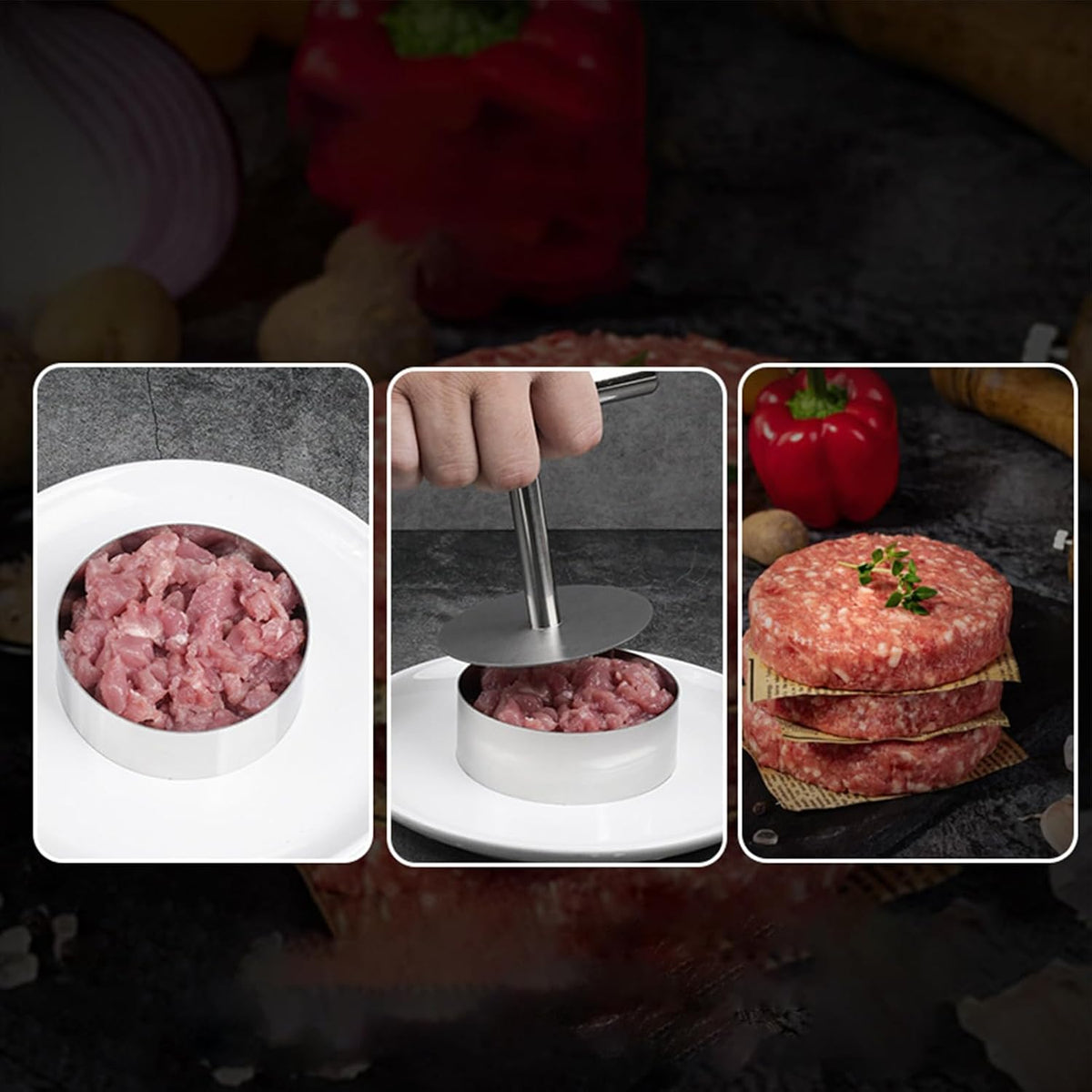 Effortless Stainless Steel Burger Press for Perfect Patty Making