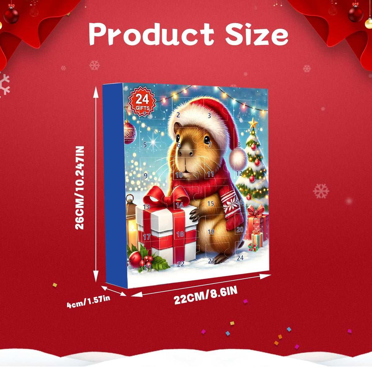 Capybara 24-piece advent calendar set, source product photo.