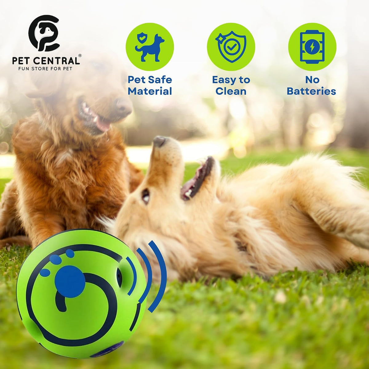 Green 5.5-inch interactive giggle dog ball; original source product photo.
