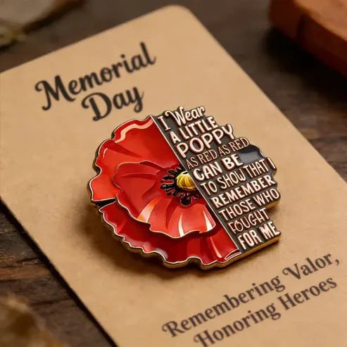 Poppy Remembrance Brooch Pin Engraved Honor Poem Badge For Suit Lapel | Buy 1 Get 1 Free