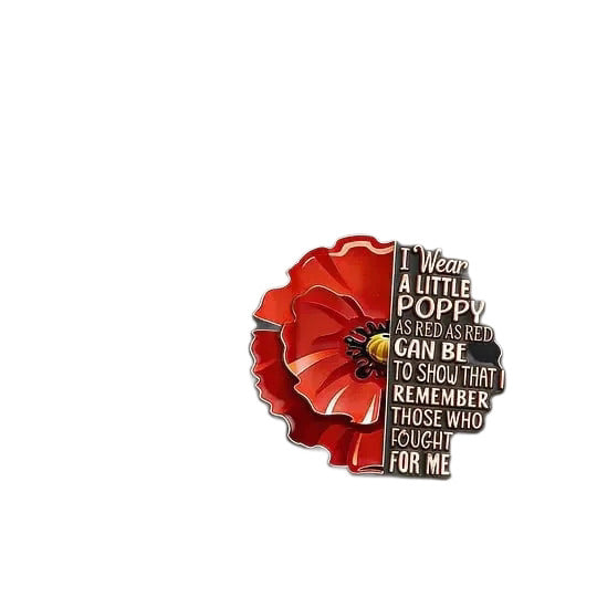 Poppy Remembrance Brooch Pin Engraved Honor Poem Badge For Suit Lapel | Buy 1 Get 1 Free