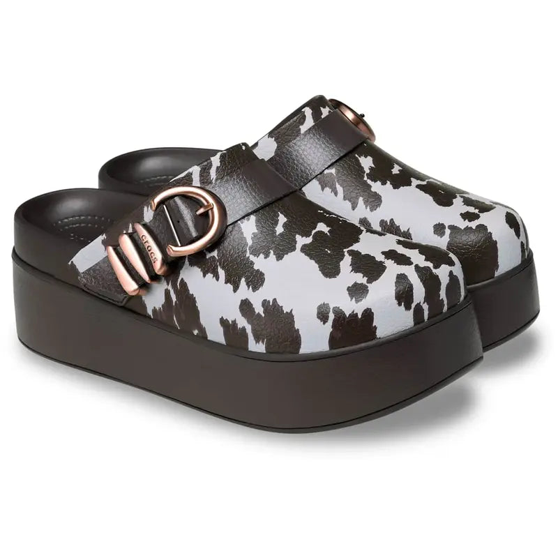 Women's Leopard Print Platform Buckle Comfort Clogs