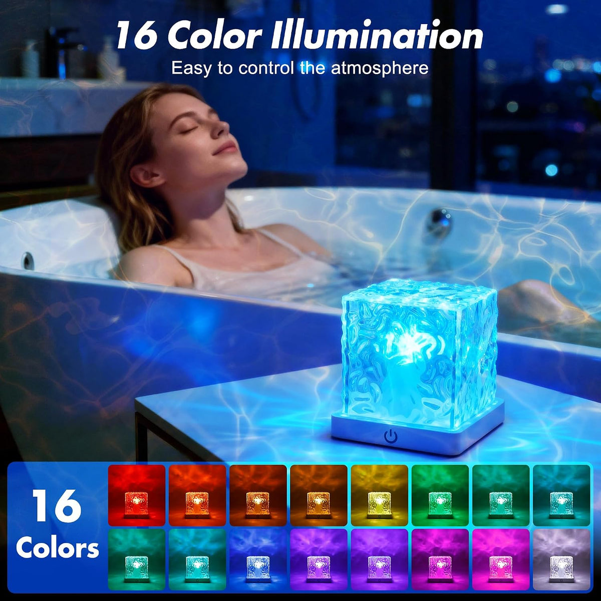 Dynamic Water Ripple Ocean Wave Projector Night Light RGB Dimmable Mood Lamp