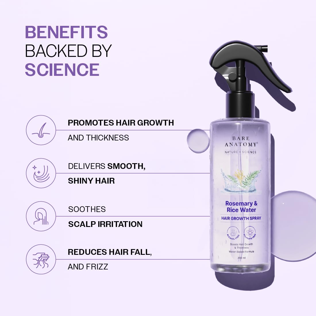 Rosemary & Rice Water Hair Growth Spray For Fuller Thicker Hair