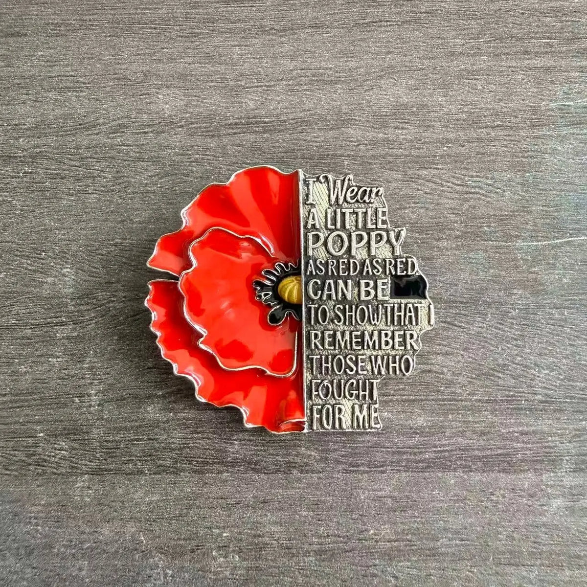 Poppy Remembrance Brooch Pin Engraved Honor Poem Badge For Suit Lapel | Buy 1 Get 1 Free