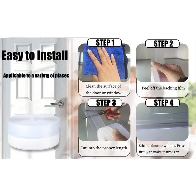 Transparent Self-Adhesive Silicone Weather Stripping Door Bottom & Window Seal Strip | Buy 1 Get 1 Free