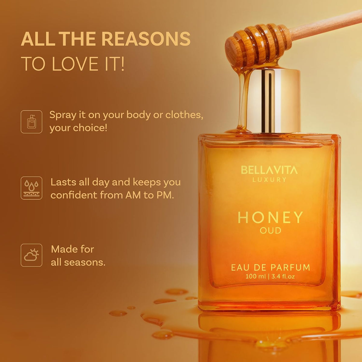Luxury Honey Oud Eau De Parfum Long-Lasting Fragrance