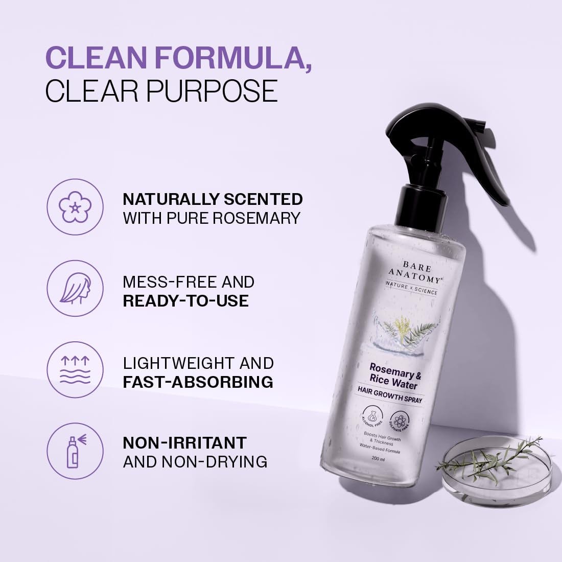 Rosemary & Rice Water Hair Growth Spray For Fuller Thicker Hair