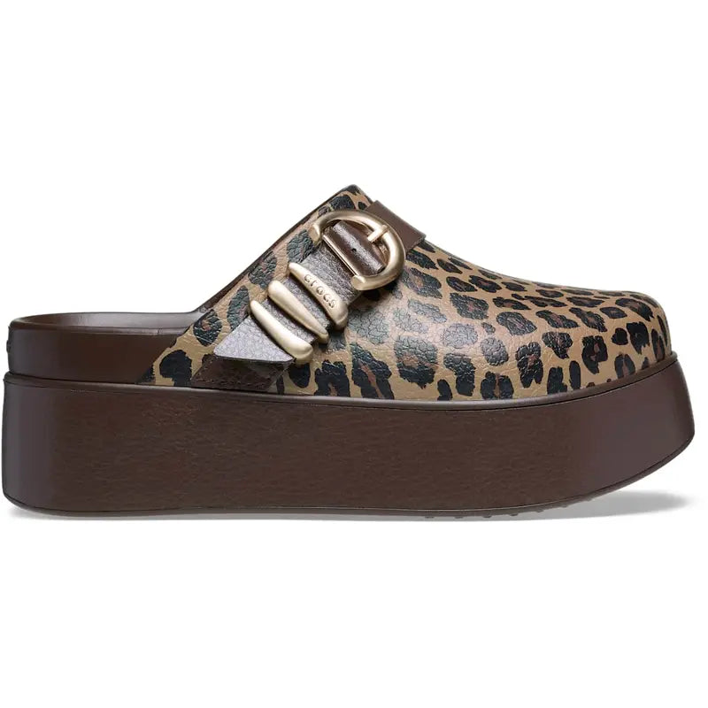 Women's Leopard Print Platform Buckle Comfort Clogs