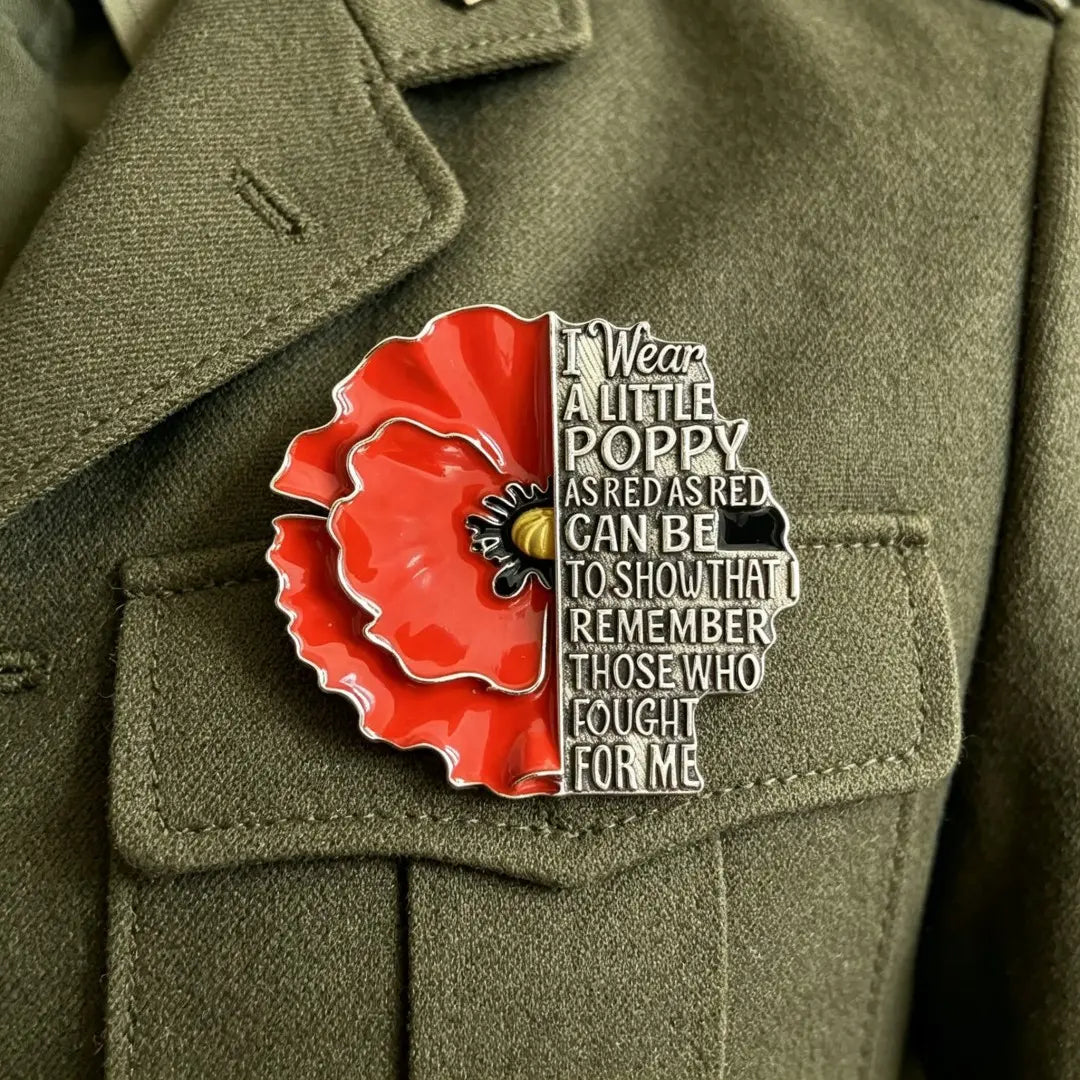 Poppy Remembrance Brooch Pin Engraved Honor Poem Badge For Suit Lapel | Buy 1 Get 1 Free
