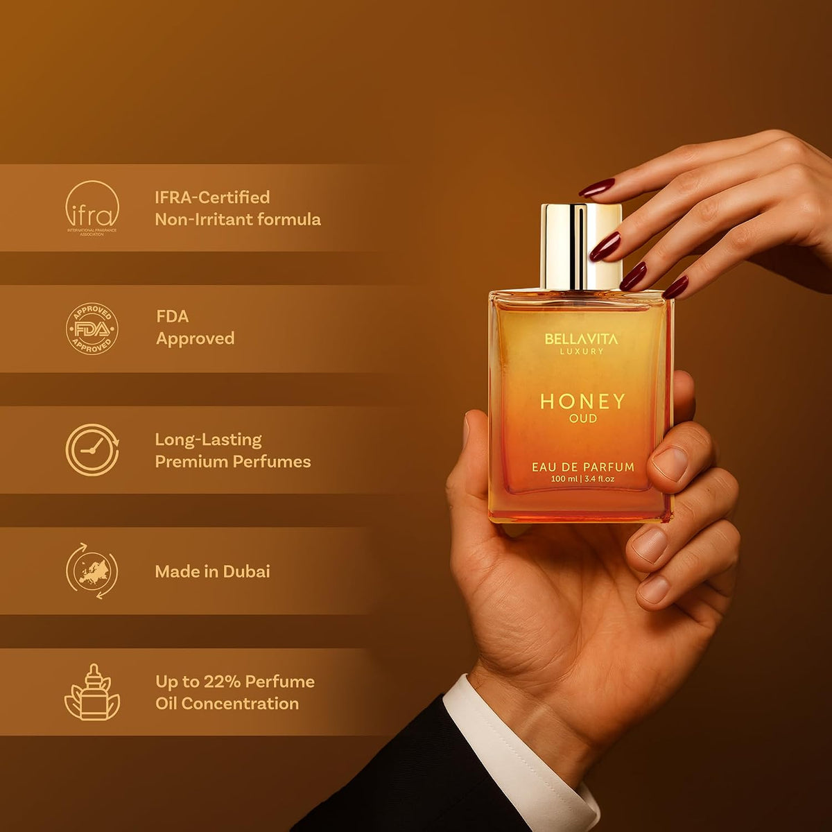 Luxury Honey Oud Eau De Parfum Long-Lasting Fragrance