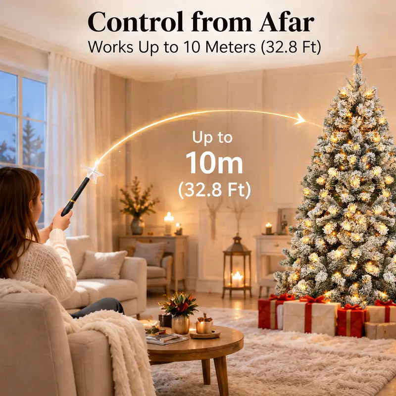 6 FT Pre-Lit Flocked Snowy Christmas Tree with Remote