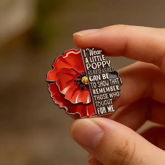 Poppy Remembrance Brooch Pin Engraved Honor Poem Badge For Suit Lapel | Buy 1 Get 1 Free