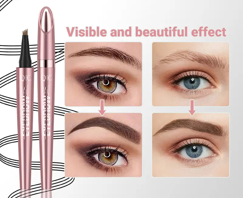 4-Tip Microblading Eyebrow Pen for Natural Hair-Like Strokes