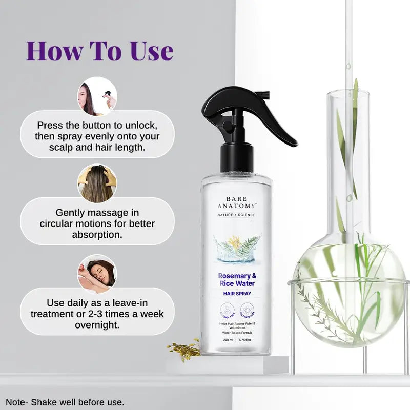 Thicker, Fuller Hair Fast: Natural Rosemary & Rice Water Hair Growth Spray