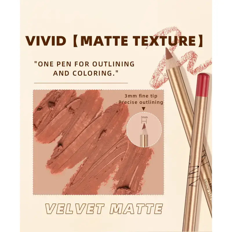 Velvet Matte Lip Liner Pencil Set for Precise Contour & All-Day Wear