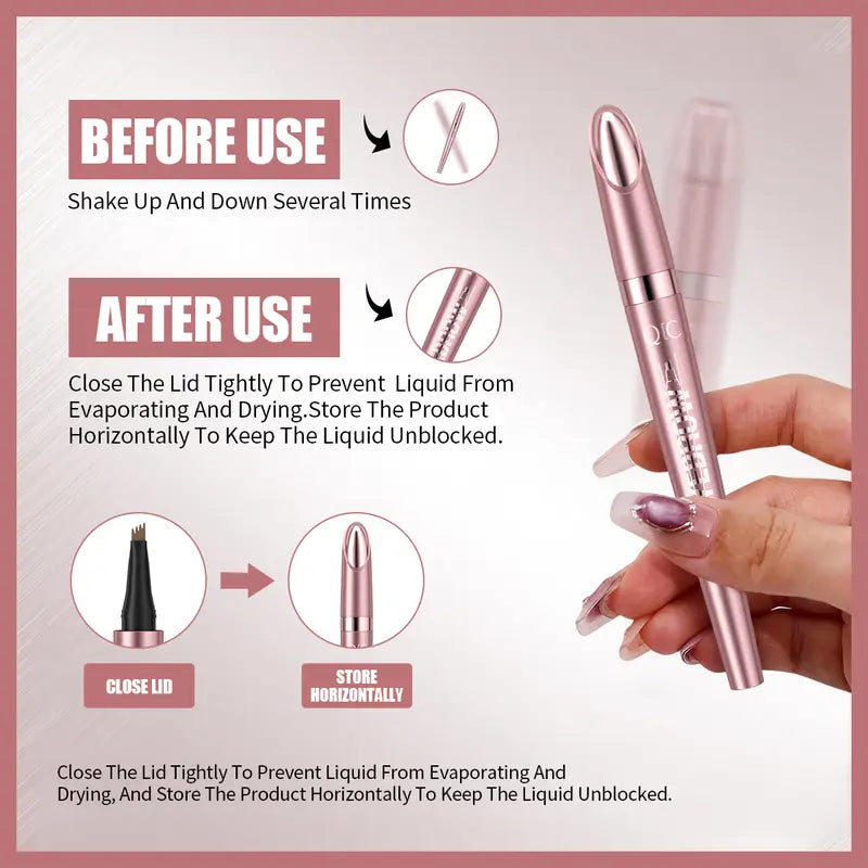 4-Tip Microblading Eyebrow Pen for Natural Hair-Like Strokes