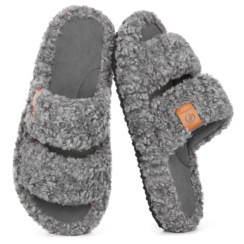 Step into Cloud-Like Comfort with Ultra-Soft Fuzzy Double-Strap Slippers