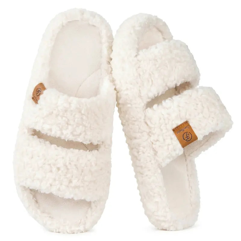 Step into Cloud-Like Comfort with Ultra-Soft Fuzzy Double-Strap Slippers