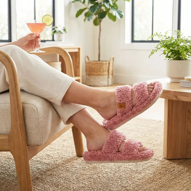 Step into Cloud-Like Comfort with Ultra-Soft Fuzzy Double-Strap Slippers