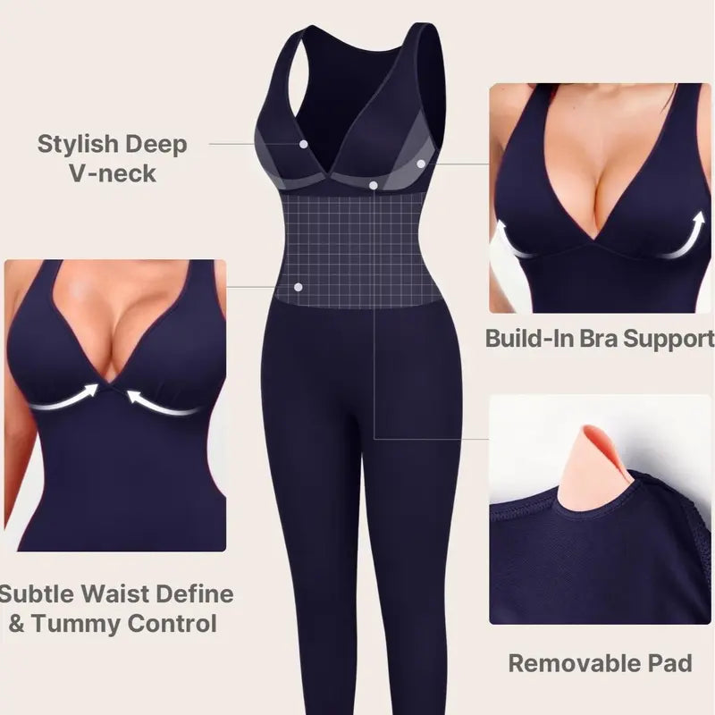 Women's Seamless Tummy Control Jumpsuit Sleeveless Ribbed Bodycon Romper