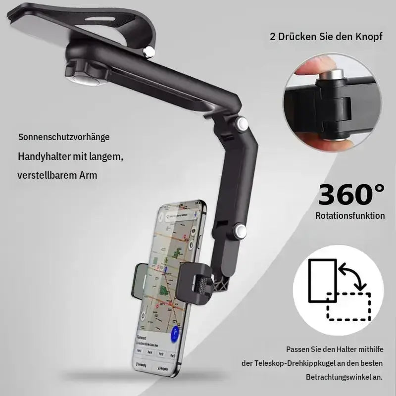 360° Retractable Sun Visor Car Phone Mount Holder