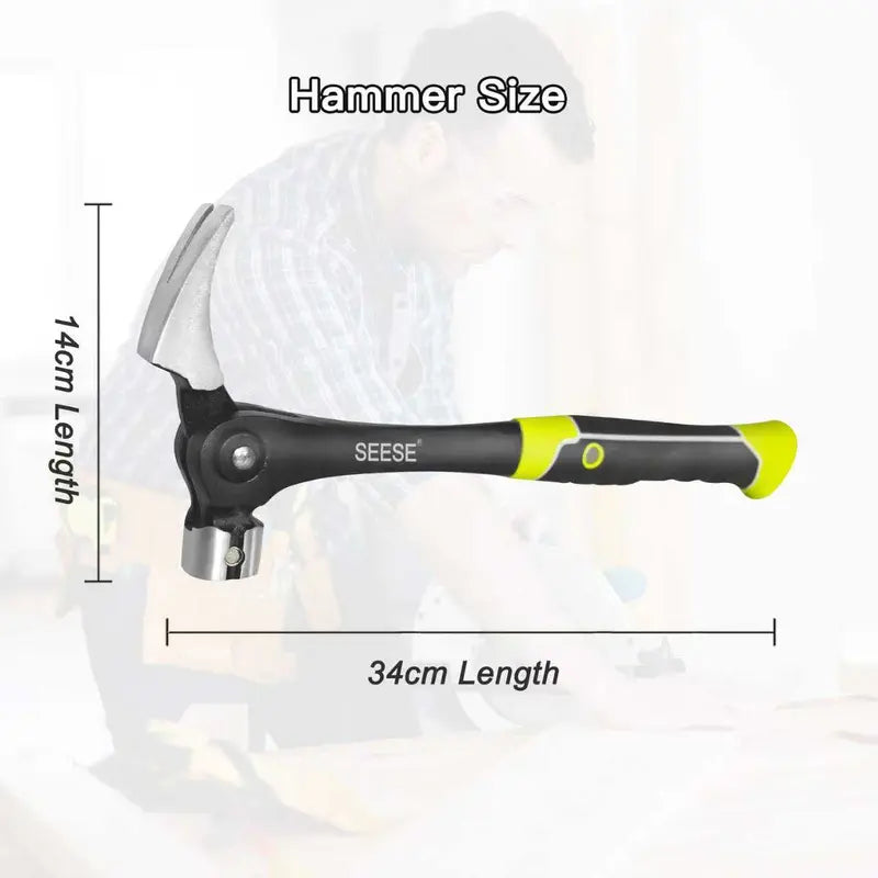 Adjustable Indexing Claw Hammer with Magnetic Nail Starter