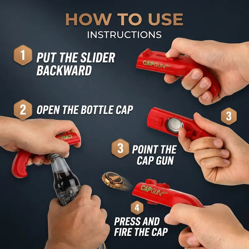 Cap Launcher Bottle Opener - Pop, Shoot & Boost Party Fun! | Buy 1 Get 1 Free