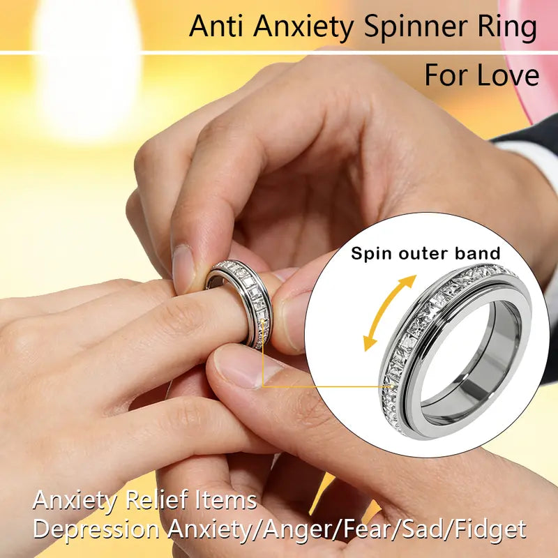Sparkling Spinner Ring - Instant Anxiety Relief & Fidget Ring | Buy 1 Get 1 Free