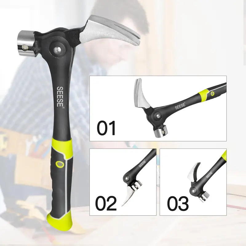 Adjustable Indexing Claw Hammer with Magnetic Nail Starter