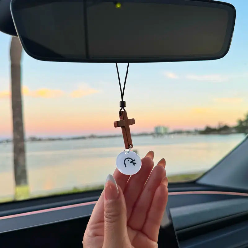 Daily Bible verse rearview mirror cross - original product image