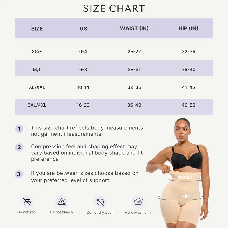 Instant High-Waisted Tummy Control & Anti-Roll Body Shaper Shorts | 2 Pack per Set