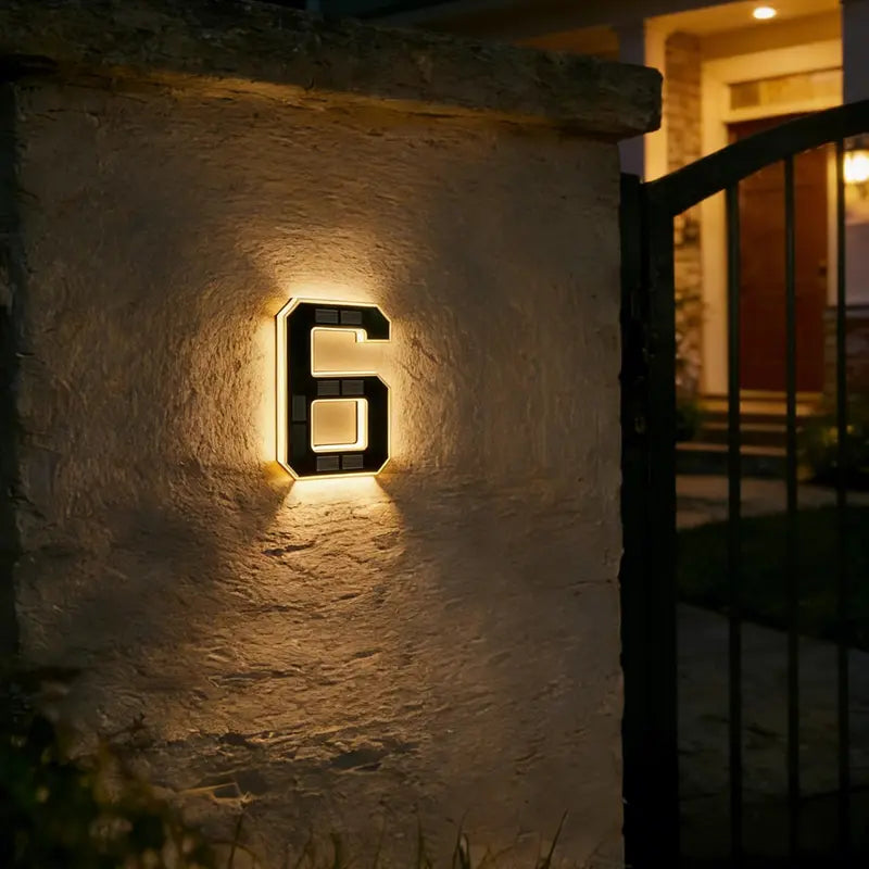 Ultra-Bright 6.7-Inch Solar Lighted House Numbers For High Night Visibility