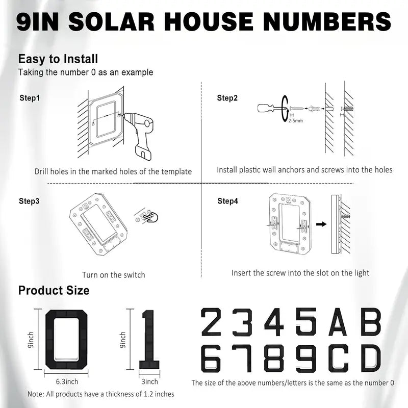 Ultra-Bright 6.7-Inch Solar Lighted House Numbers For High Night Visibility